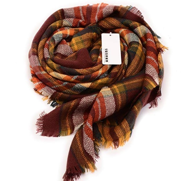 C.C. Boutique Accessories - 2 LEFT! Fall Colors Autumn Plaid Blanket Scarf